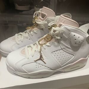 Jordan White and Pink Sneakers with Signature Design